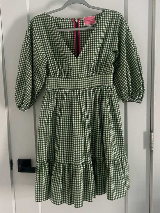 kate spade Dresses & Skirts - kate spade Green Gingham Dress with Pink Trim